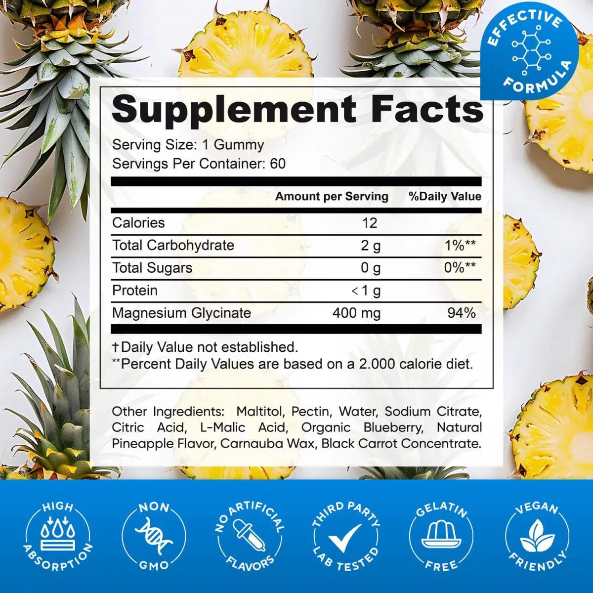 Magnesium Glycinate Gummies - 400mg, NON-GMO