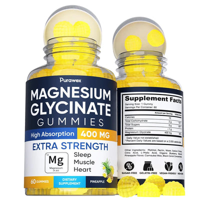 Magnesium Glycinate Gummies - 400mg, NON-GMO