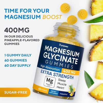 Magnesium Glycinate Gummies - 400mg, NON-GMO