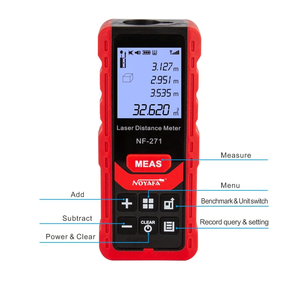 Noyafa NF-271 Laser Distance Meter: 40M/80M Rangefinder Tape Measure Device with Digital Ruler - Professional Test Tool