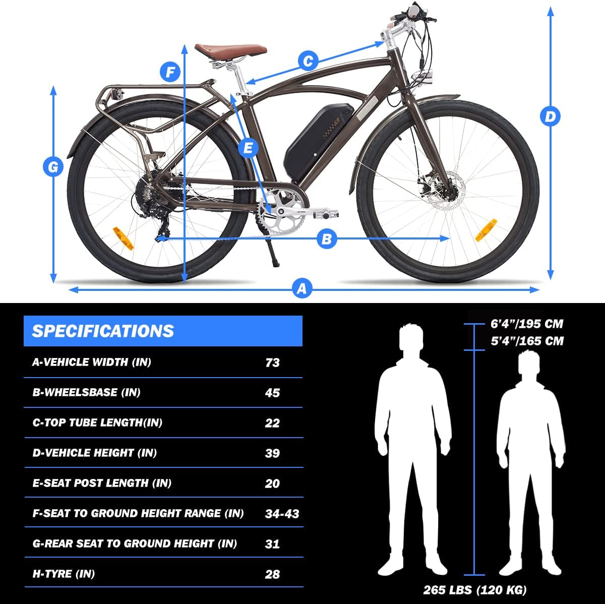 28" inch Electric Bike - 500 Watts